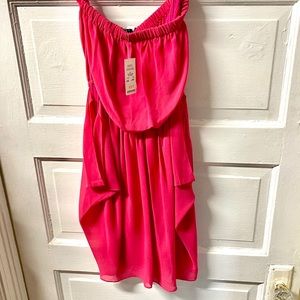 Hot pink strapbless Bebe mini dress. NWT. Xs.
